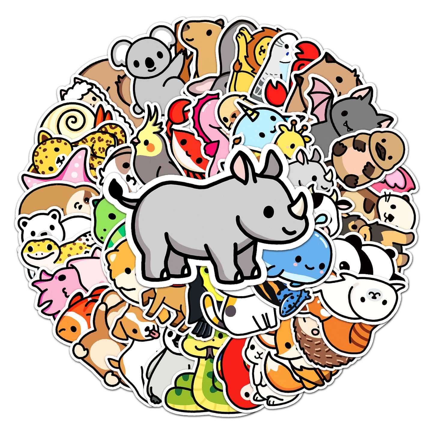 50 Cartoon Animal Waterproof Suitcase Stickers