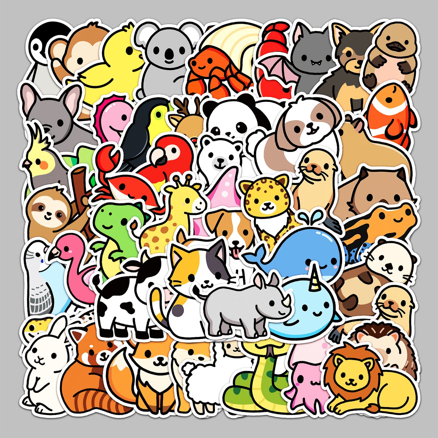 50 Cartoon Animal Waterproof Suitcase Stickers